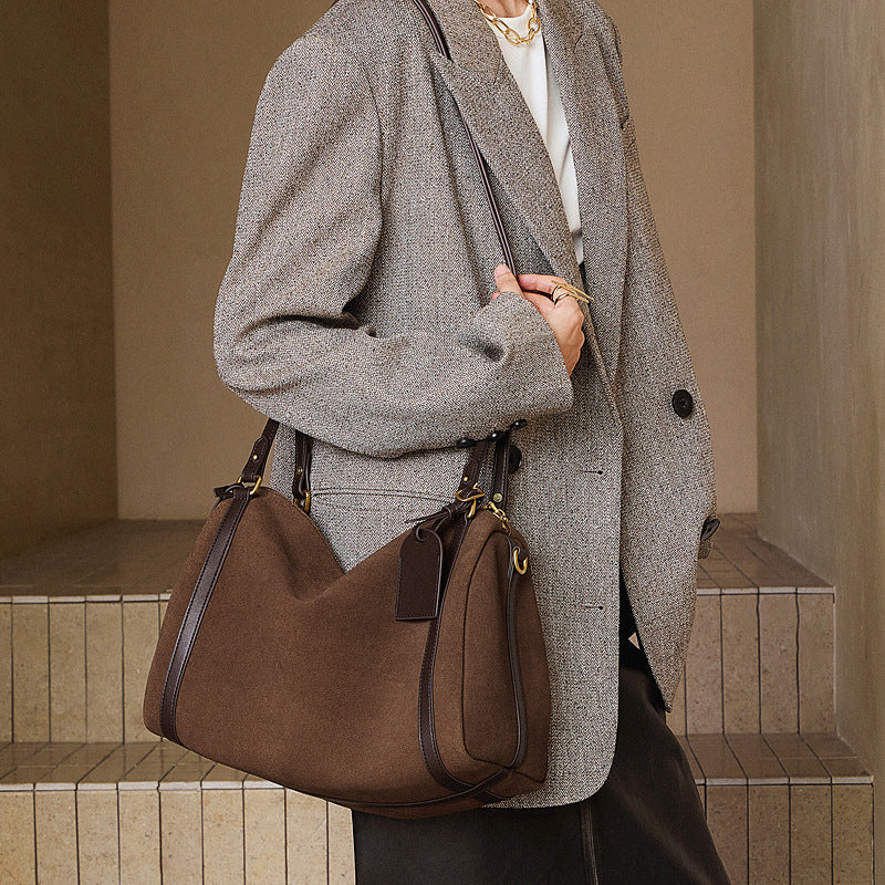 Deerskin Suede Crossbody Shoulder Bag – Genuine Leather Women's Handbag