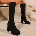 Women's Chunky Heel Over-the-Knee Boots - Square Toe Suede Winter Boots | Sarah Express