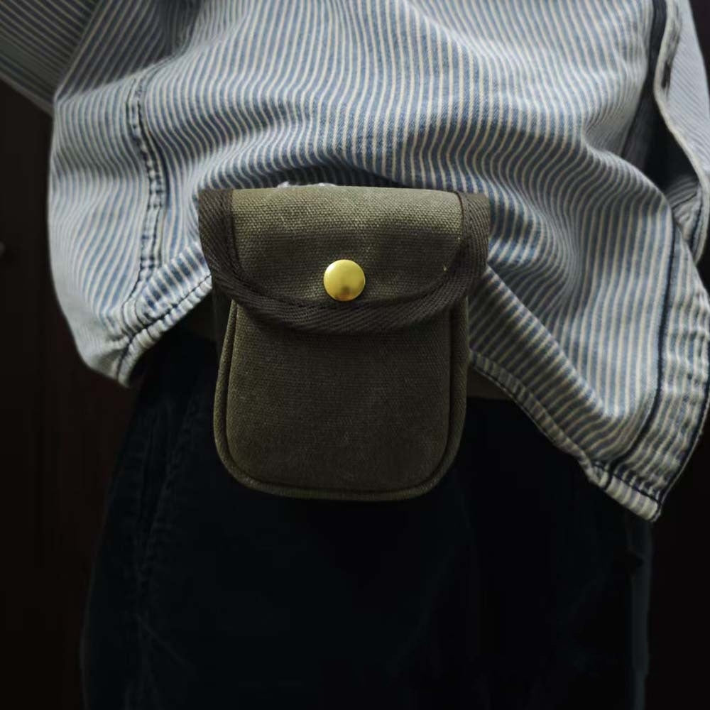 Retro Oil-Waxed Canvas Waist Bag for Men