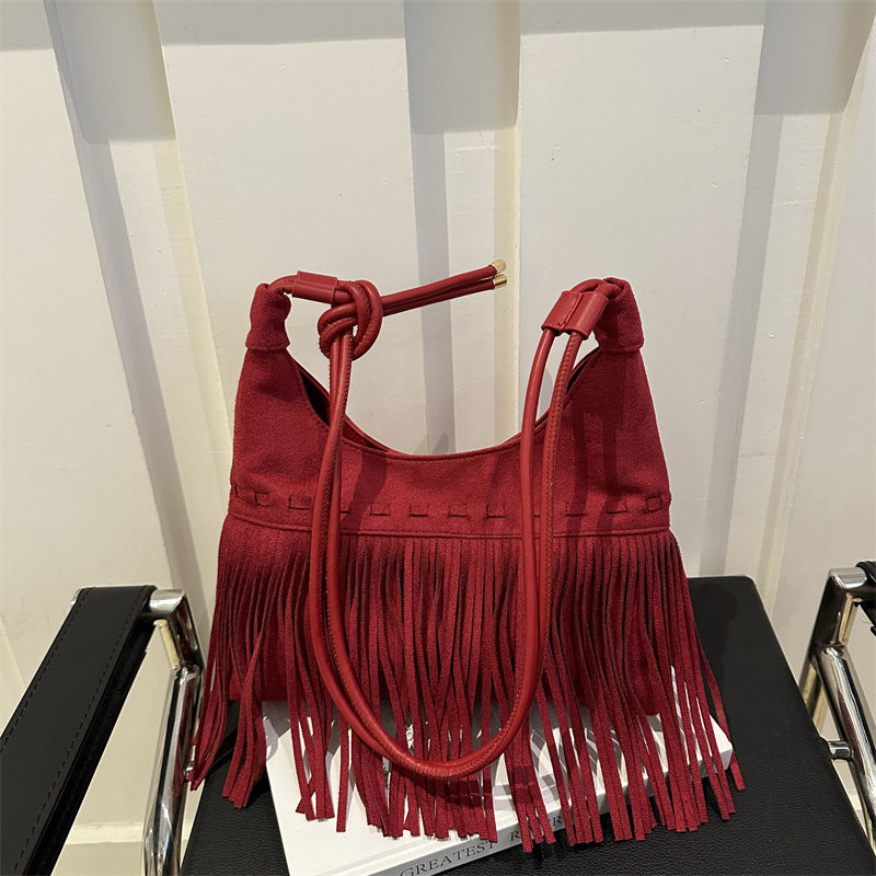 Women's Bohemian Tassel Crossbody Bag - Retro Patchwork Shoulder Bag with Adjustable Strap