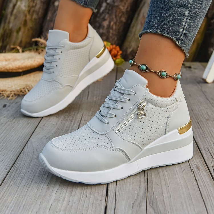 Casual Lightweight Athletic Sneakers for Women | Round Toe High-Top Sports Shoes | Blue, Black, Gray