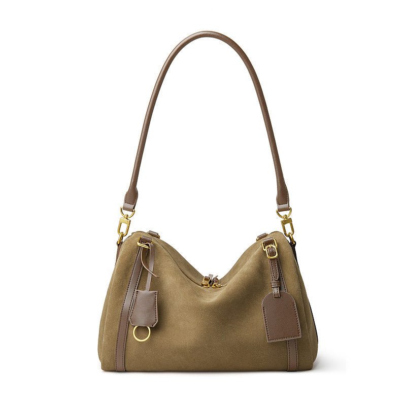 Deerskin Suede Crossbody Shoulder Bag – Genuine Leather Women's Handbag