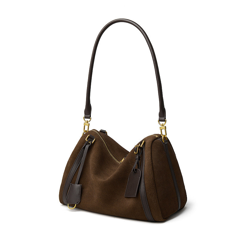 Deerskin Suede Crossbody Shoulder Bag – Genuine Leather Women's Handbag