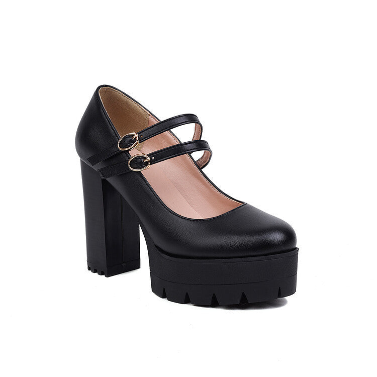 Women's Chunky Heel Pointed Toe Pumps - Plus Size High Heels 8cm
