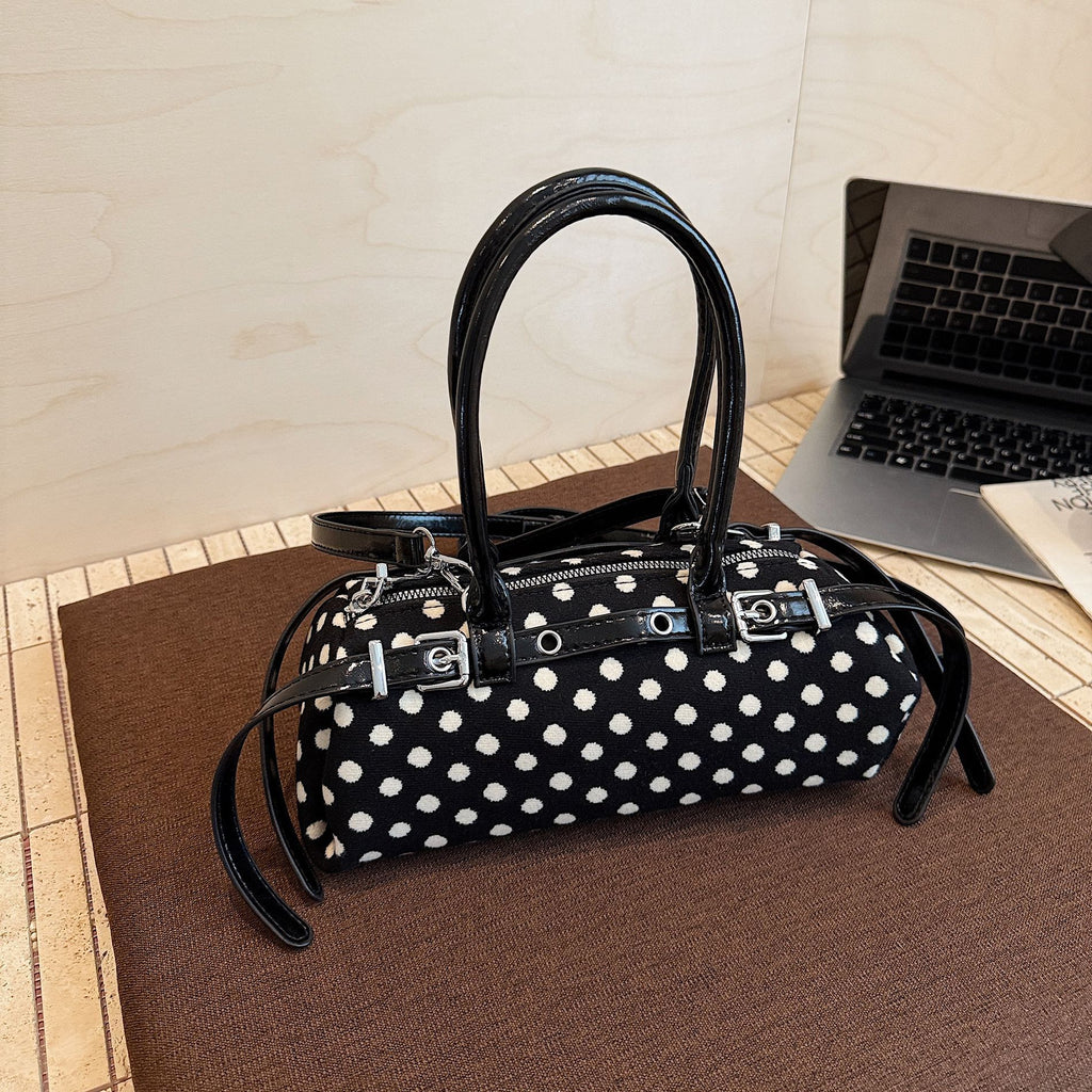 Women's Polka-Dot Tote Bag – PU Leather Pillow Bag with Multiple Compartments