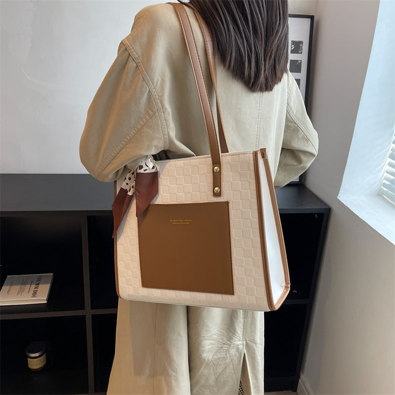Women's Large Capacity PU Leather Shoulder Bag - Commuter Handbag with Double Straps
