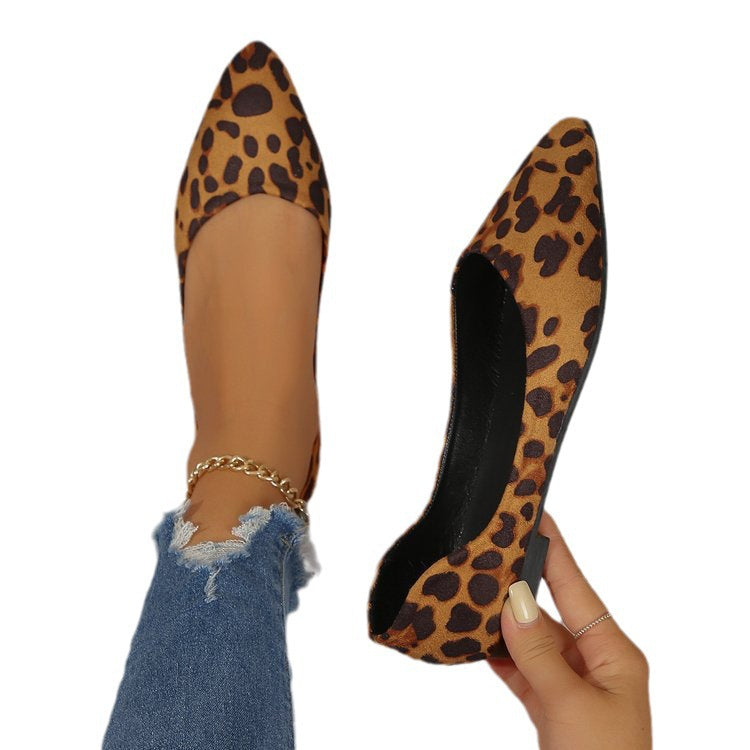 Women's Leopard Print Flat Shoes – Breathable Suede PU Outdoor Sneakers