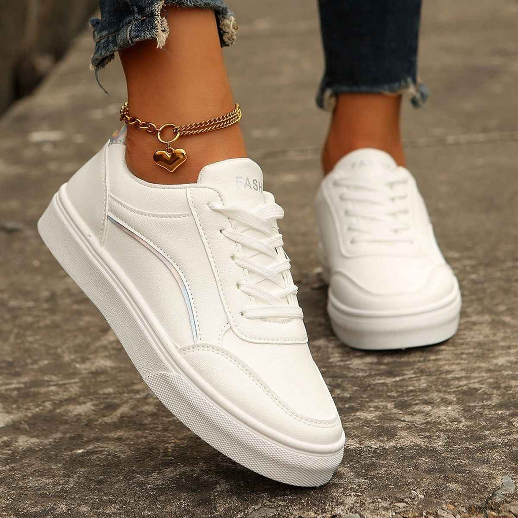 Women's Lace-Up Platform Sneakers | Round Toe Thick Sole Casual Flats