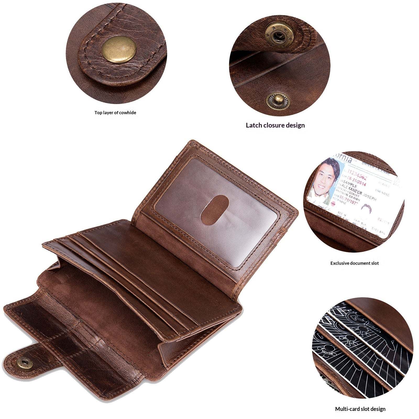 Men's Minimalist Genuine Leather Coin & Transit Card Holder Wallet