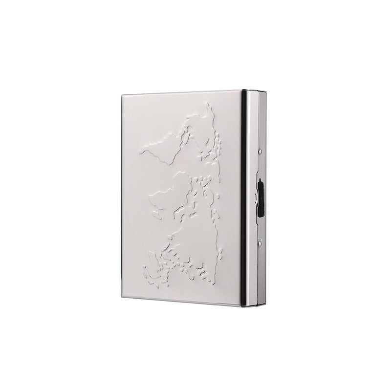 High-End Stainless Steel Cardholder With Map Engraving