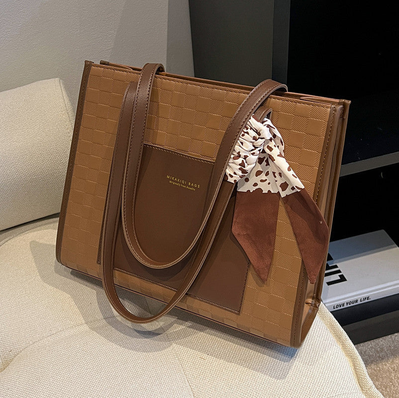 Women's Large Capacity PU Leather Shoulder Bag - Commuter Handbag with Double Straps