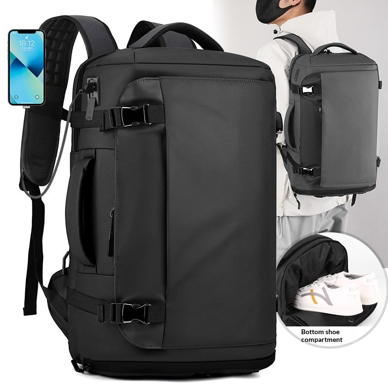 Men's Box-Style Outdoor Nylon Backpack | Business Travel Bag with Air-Cushioned Straps