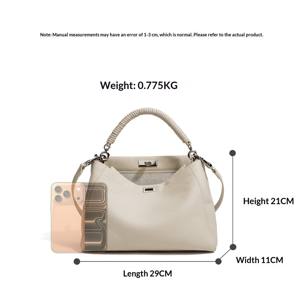 Premium Genuine Leather Crossbody Bag - Motorcycle Style Large Capacity Shoulder Bag for Women