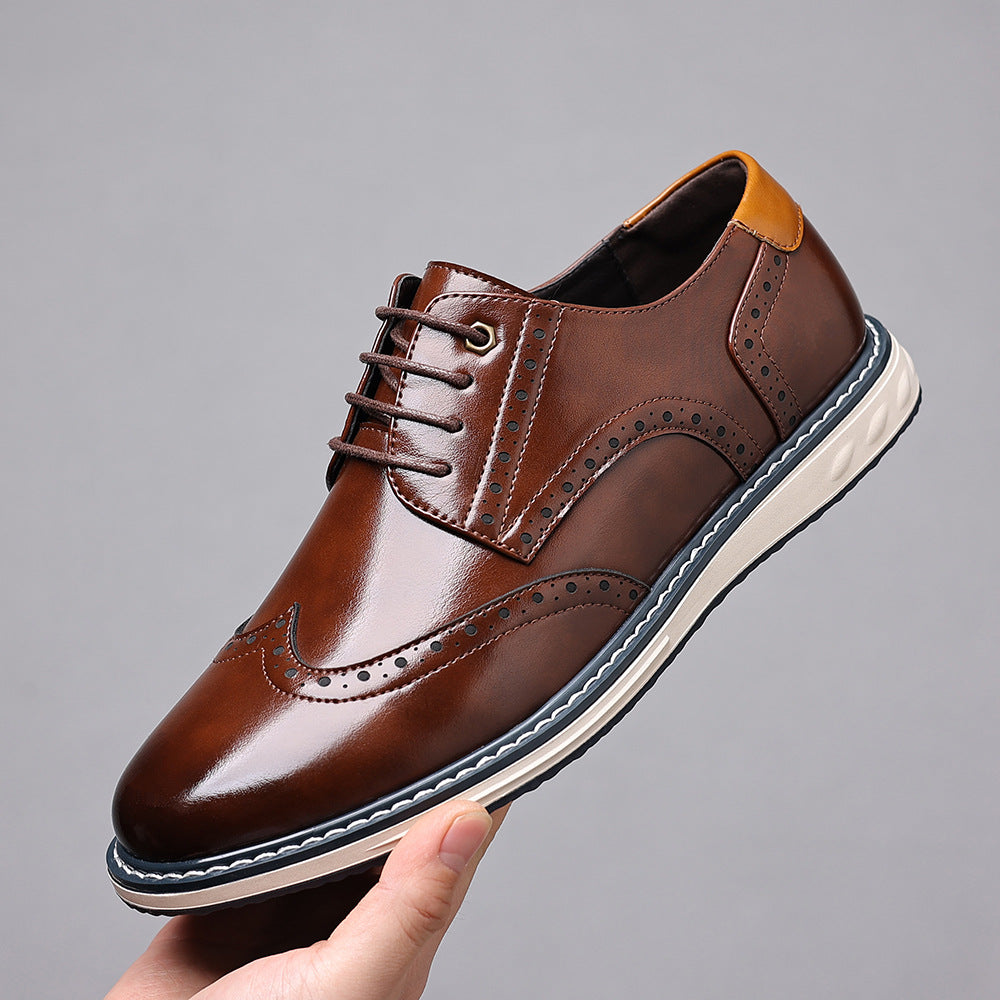 Premium Men's Business Casual Leather Shoes - Classic Lace-Up Oxford Dress Shoes