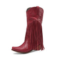 Women's Retro Mid-Calf Chunky Heel Round-Toe Boots | Slip-On Synthetic PU Winter Boots