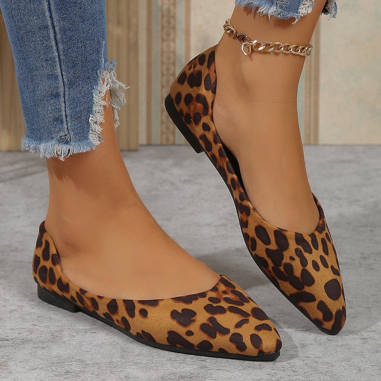 Women's Leopard Print Flat Shoes – Breathable Suede PU Outdoor Sneakers
