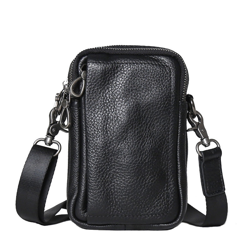 Men's Genuine Leather Small Crossbody Bag – Urban Minimalist Top-Layer Cowhide