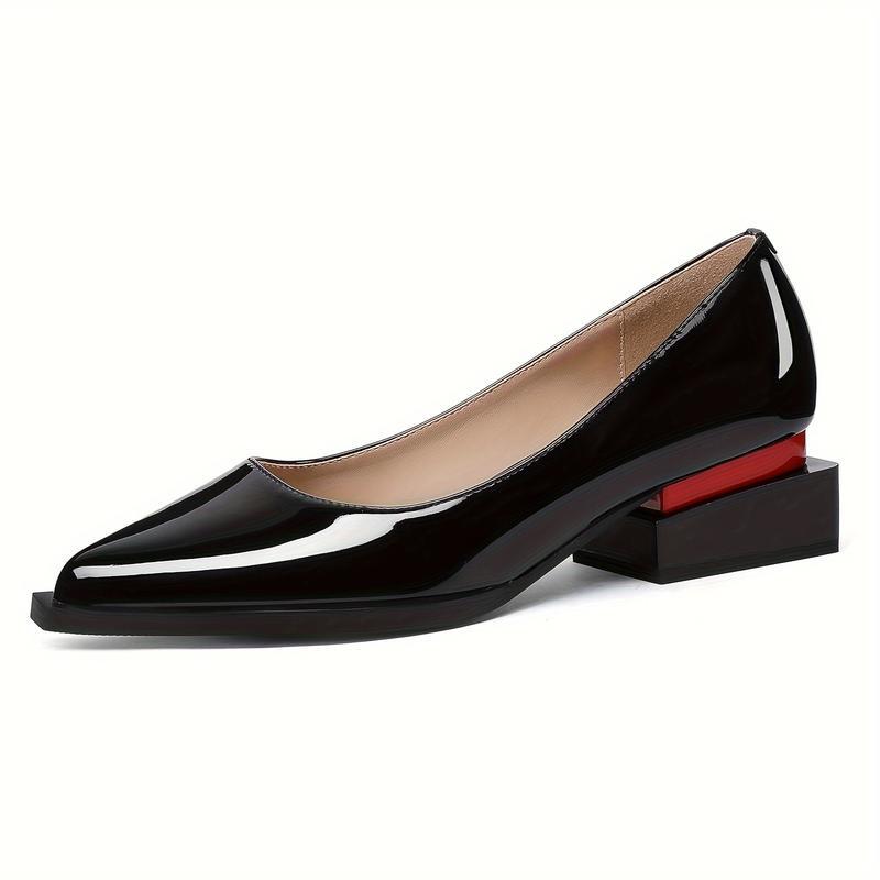 Women's Genuine Leather Low Heel Loafers & Dress Shoes | Matte Black, Patent Leather
