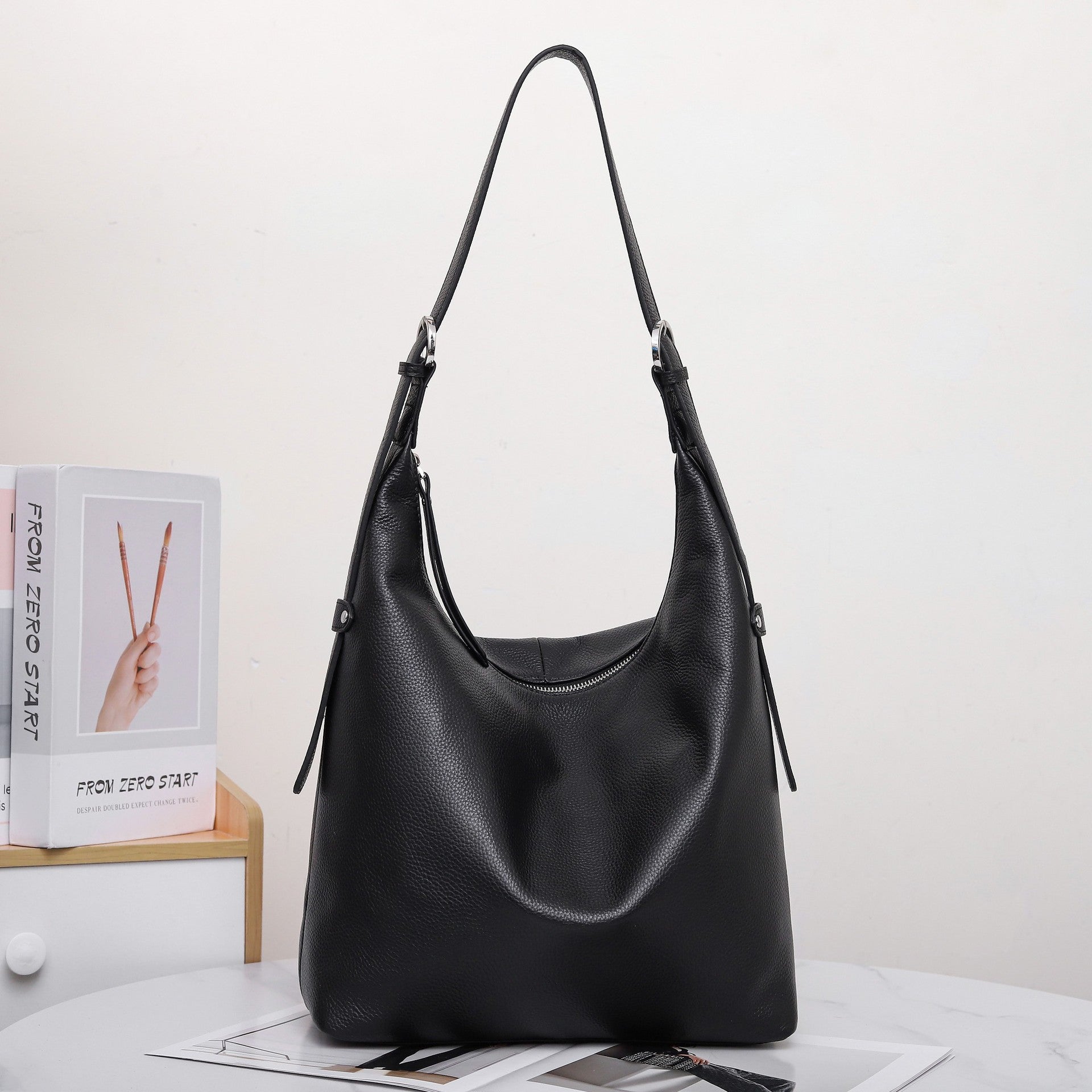 Women's Genuine Leather Bucket Crossbody Bag | Urban Minimalist Style