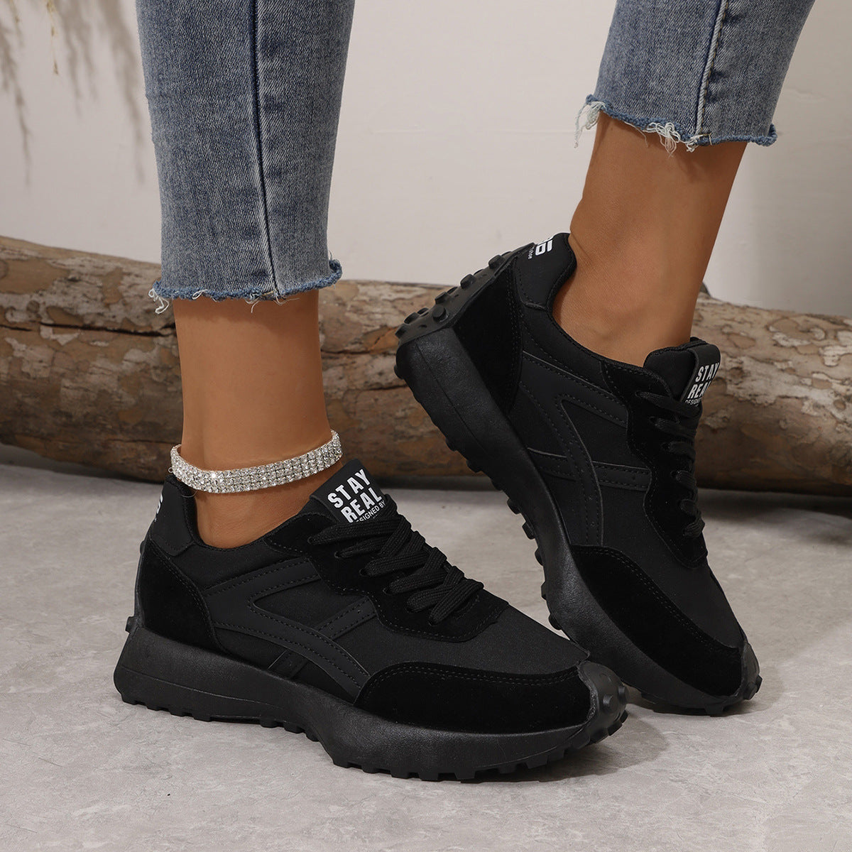 Women's Versatile Lightweight Mesh Sneakers – Breathable Flat Sole Cross-Tie Casual Shoes
