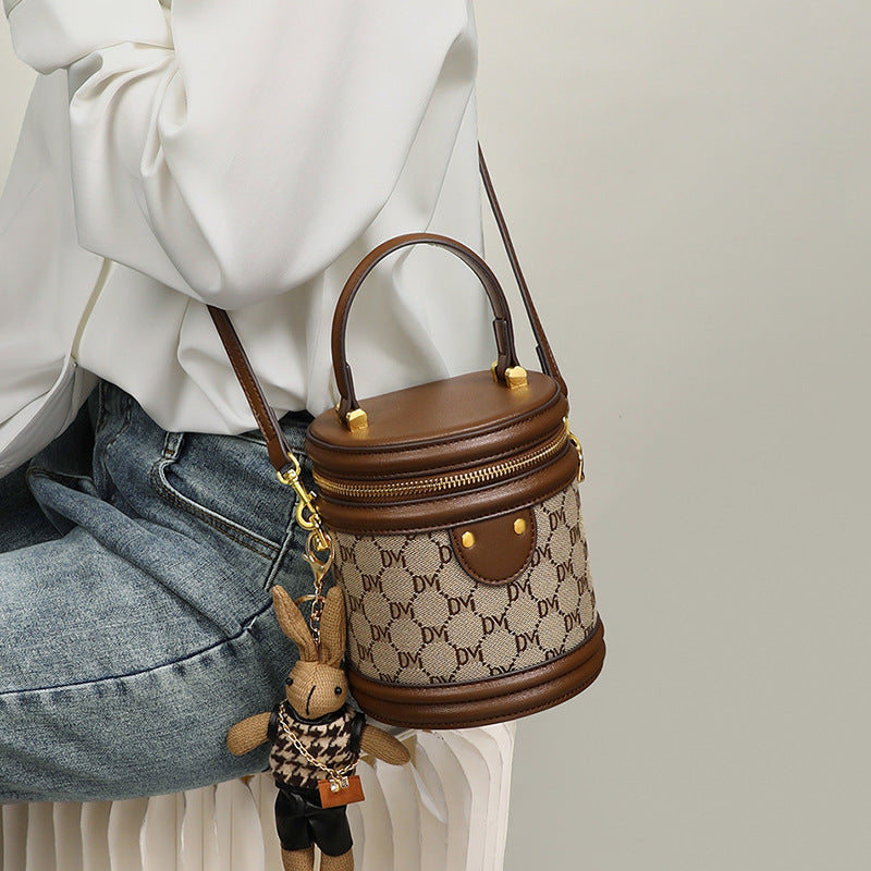 Women's Crossbody Bucket Bag – Synthetic Leather Shoulder Bag with Adjustable Strap