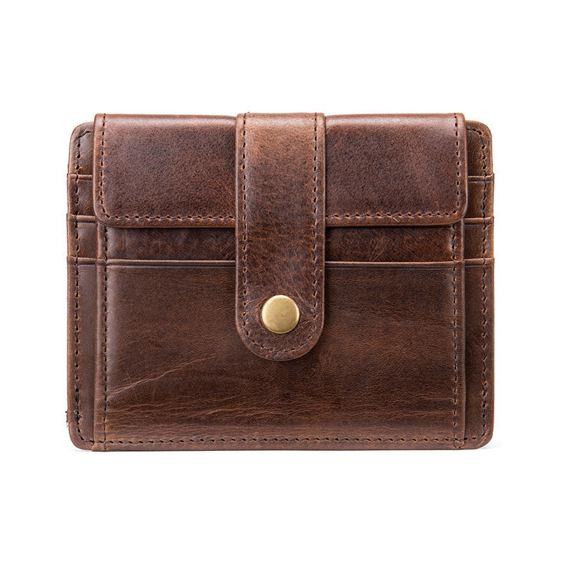 Men's Minimalist Genuine Leather Coin & Transit Card Holder Wallet