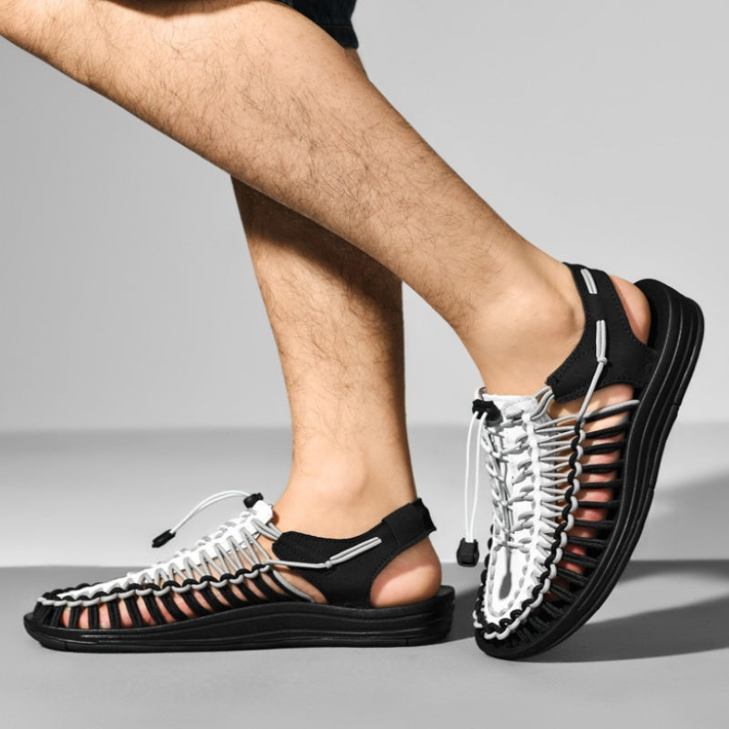 Unisex Handmade Woven Closed-Toe Beach Sandals | Breathable Mesh Roman Style
