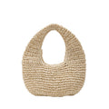 Straw Beach Tote Bag - Crescent Shape Summer Handbag for Women