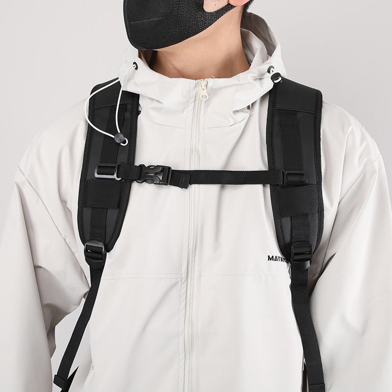 Men's Box-Style Outdoor Nylon Backpack | Business Travel Bag with Air-Cushioned Straps