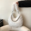Furry Crossbody Bag for Women - Plush Shoulder Bag with Adjustable Strap