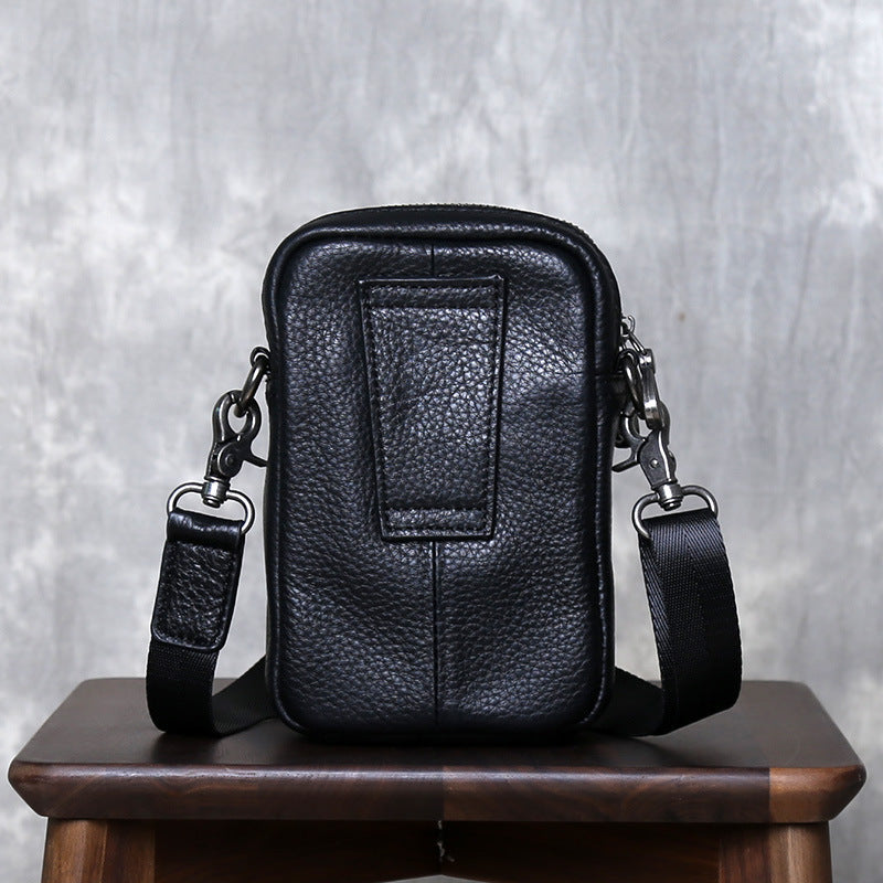 Men's Genuine Leather Small Crossbody Bag – Urban Minimalist Top-Layer Cowhide