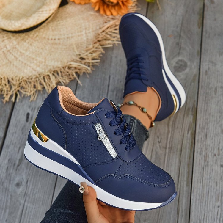 Casual Lightweight Athletic Sneakers for Women | Round Toe High-Top Sports Shoes | Blue, Black, Gray