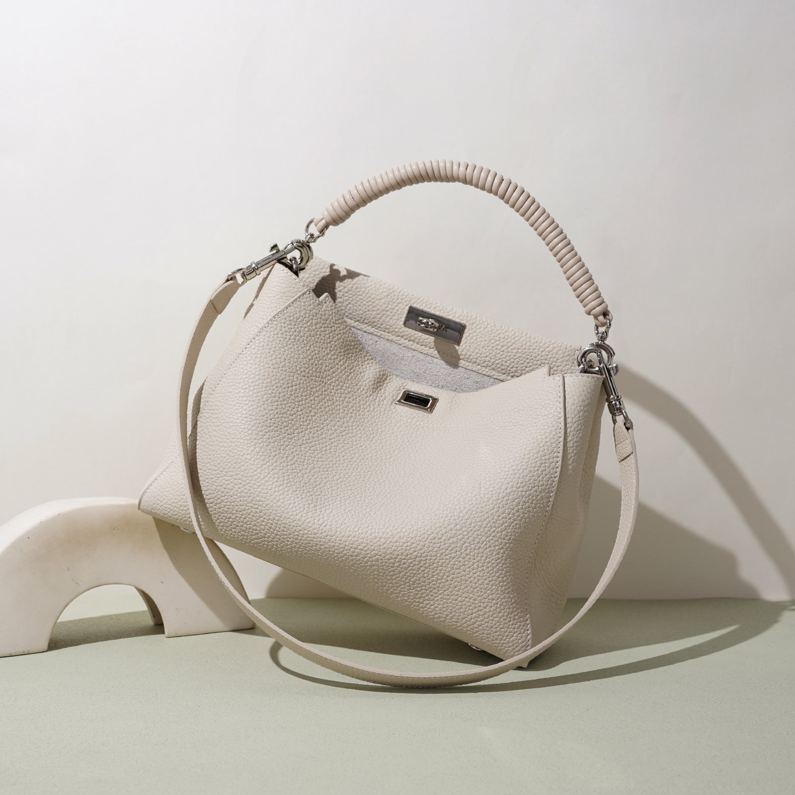 Premium Genuine Leather Crossbody Bag - Motorcycle Style Large Capacity Shoulder Bag for Women
