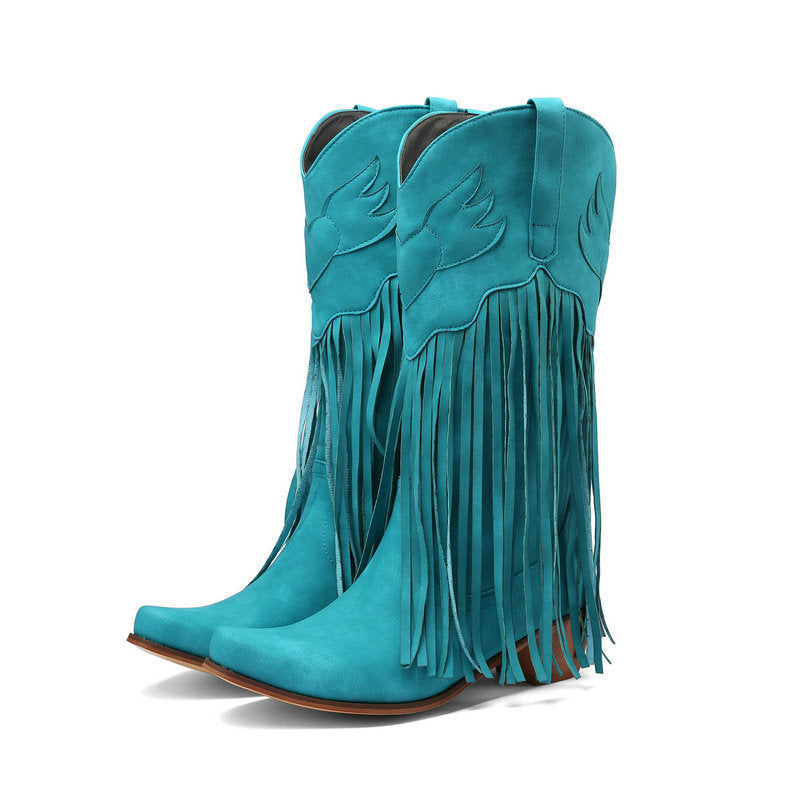 Women's Retro Mid-Calf Chunky Heel Round-Toe Boots | Slip-On Synthetic PU Winter Boots