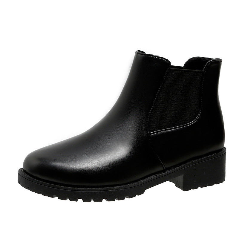 Women's Red Dr. Martens-Style Chunky Heel Ankle Boots – Round Toe, Lace-Up, Sizes 35–41