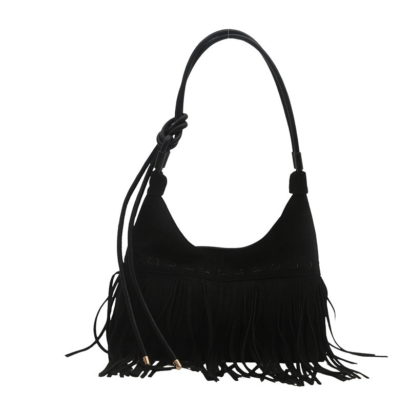 Women's Bohemian Tassel Crossbody Bag - Retro Patchwork Shoulder Bag with Adjustable Strap