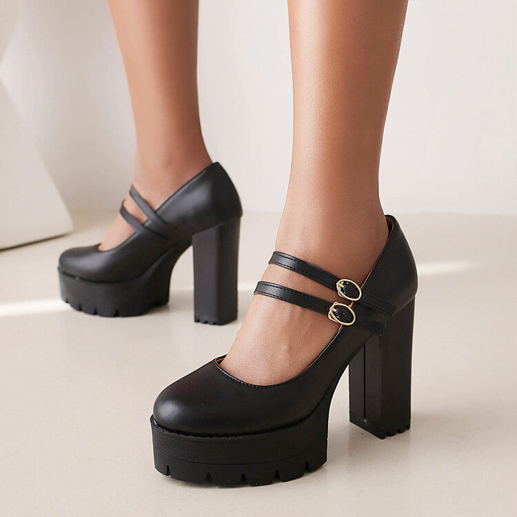 Women's Chunky Heel Pointed Toe Pumps - Plus Size High Heels 8cm