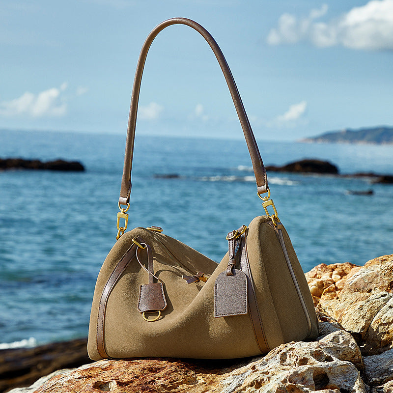 Deerskin Suede Crossbody Shoulder Bag – Genuine Leather Women's Handbag