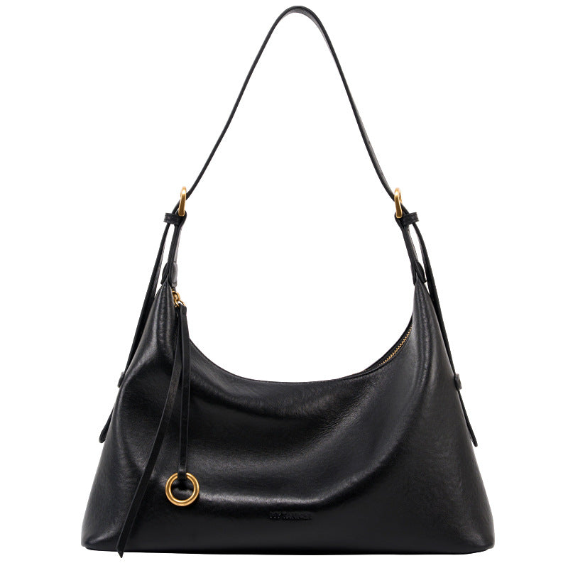 Women's Genuine Leather Underarm Shoulder Bag – Large Capacity Full-Grain Cowhide