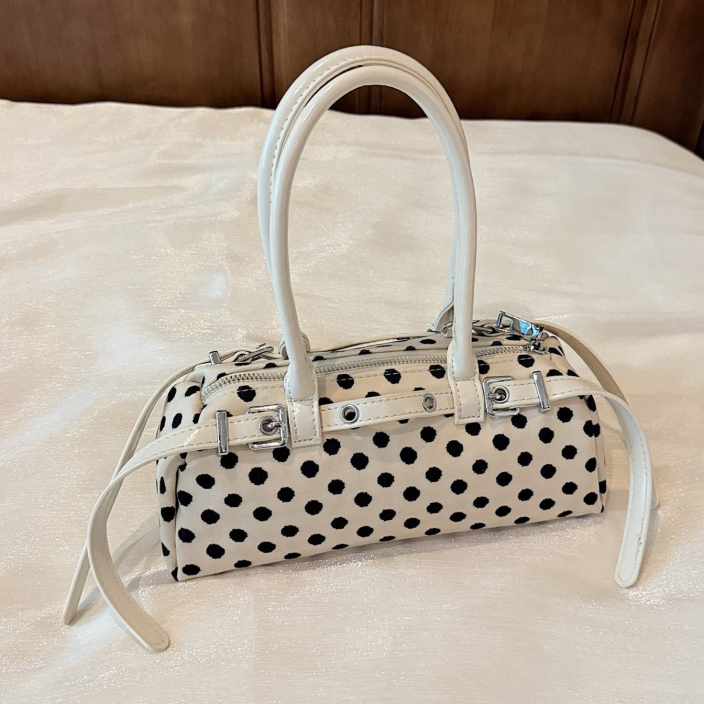 Women's Polka-Dot Tote Bag – PU Leather Pillow Bag with Multiple Compartments