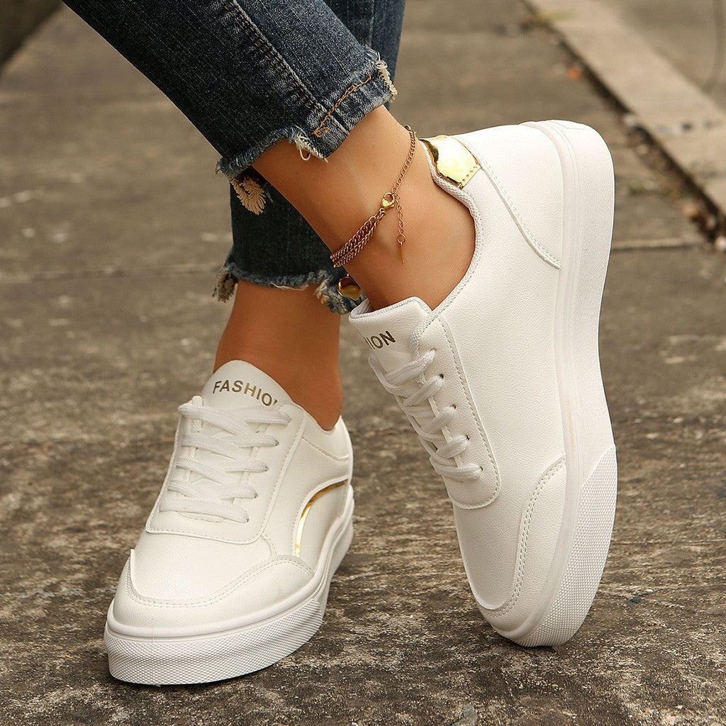 Women's Lace-Up Platform Sneakers | Round Toe Thick Sole Casual Flats