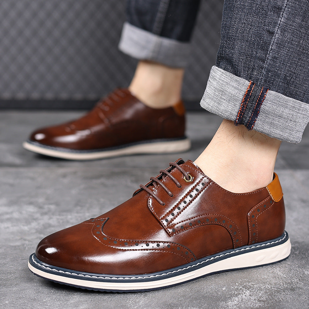 Premium Men's Business Casual Leather Shoes - Classic Lace-Up Oxford Dress Shoes