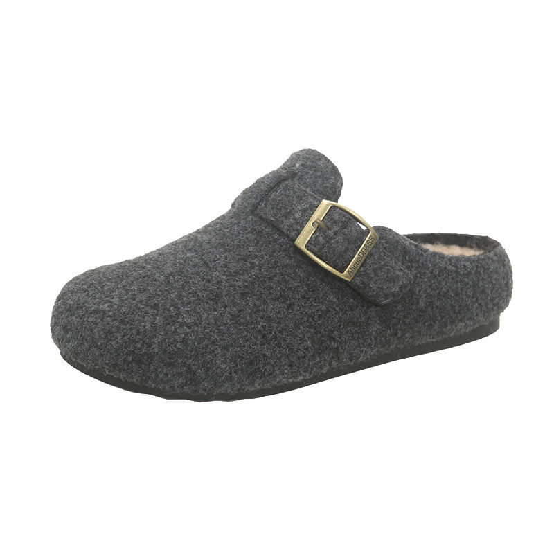 Women's Faux Fur Plush Slippers – Cozy French-Style Indoor House Shoes | Gray & Coffee