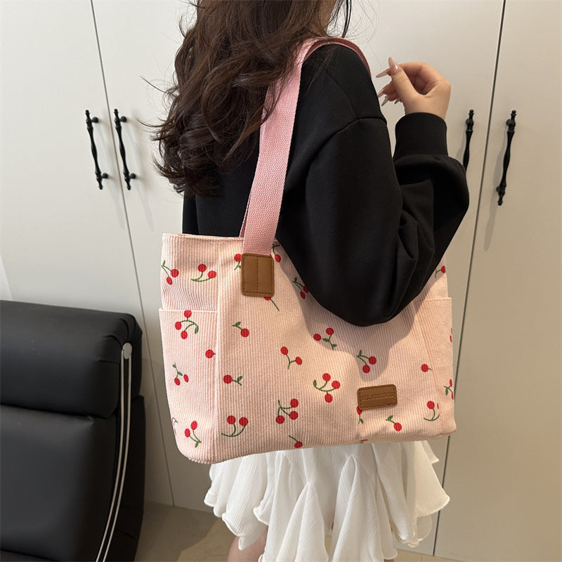 Women's Minimalist Canvas Tote Shoulder Bag – Black, White & Pink | Sarah Express