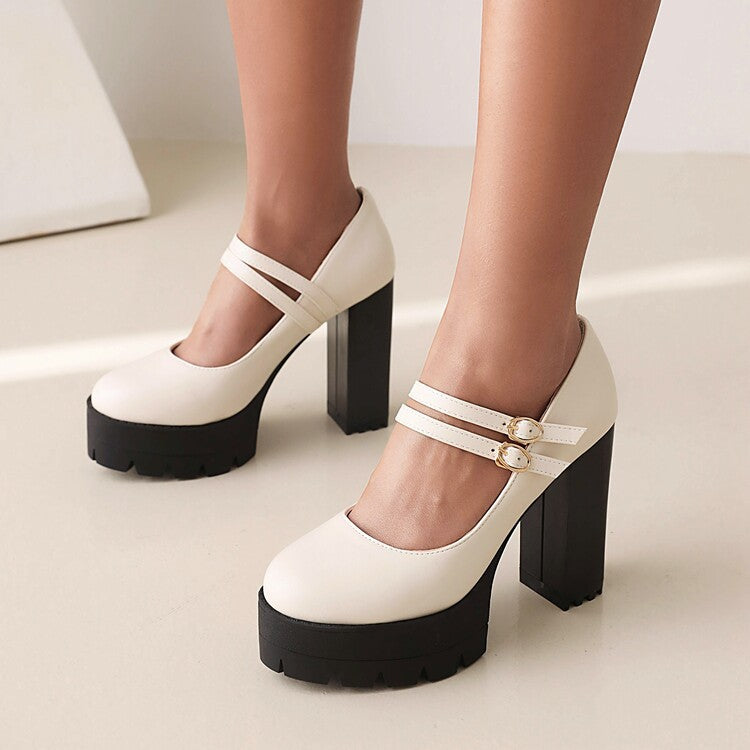 Women's Chunky Heel Pointed Toe Pumps - Plus Size High Heels 8cm