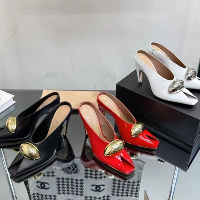 Square Toe Patent Leather High Heel Pumps With Buckle Strap | Women's Dress Shoes