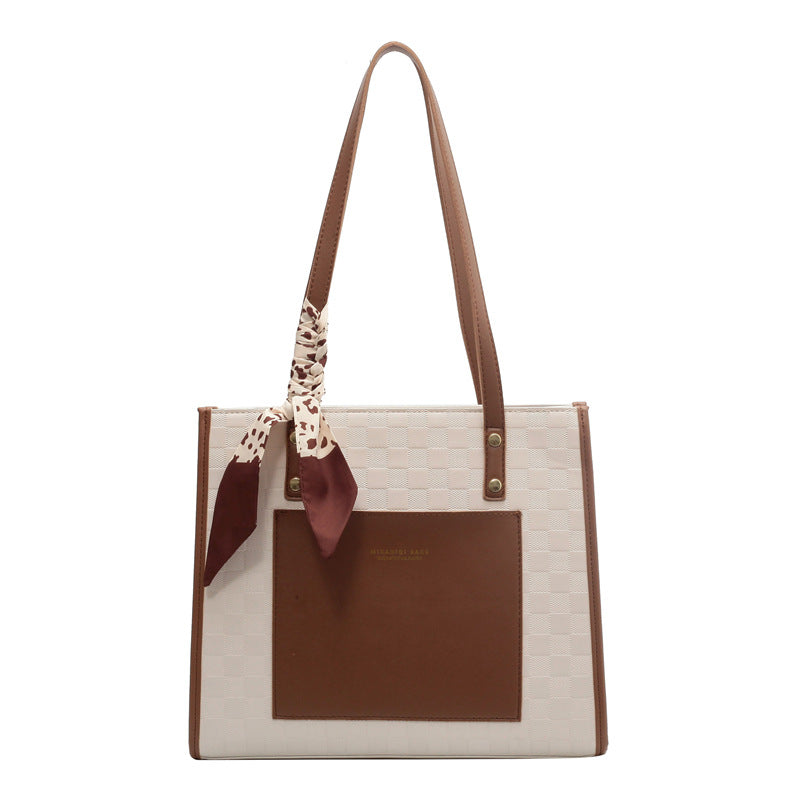 Women's Large Capacity PU Leather Shoulder Bag - Commuter Handbag with Double Straps