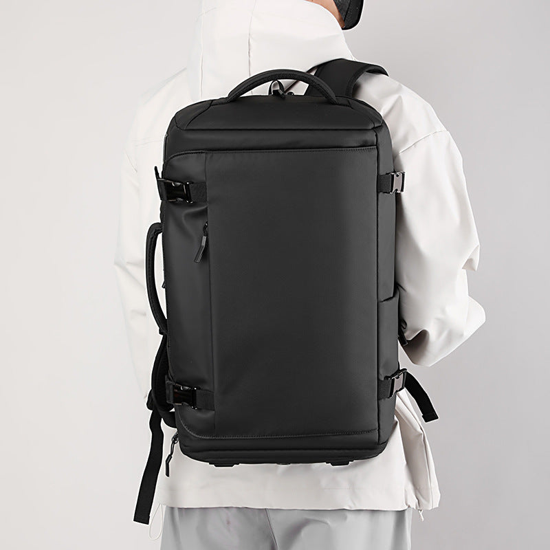Men's Box-Style Outdoor Nylon Backpack | Business Travel Bag with Air-Cushioned Straps
