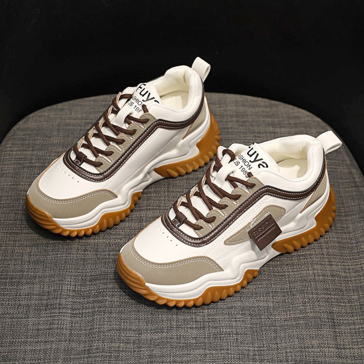Women's Contrast-Color Lace Sneakers | Synthetic Leather Low-Cut Sport Shoes