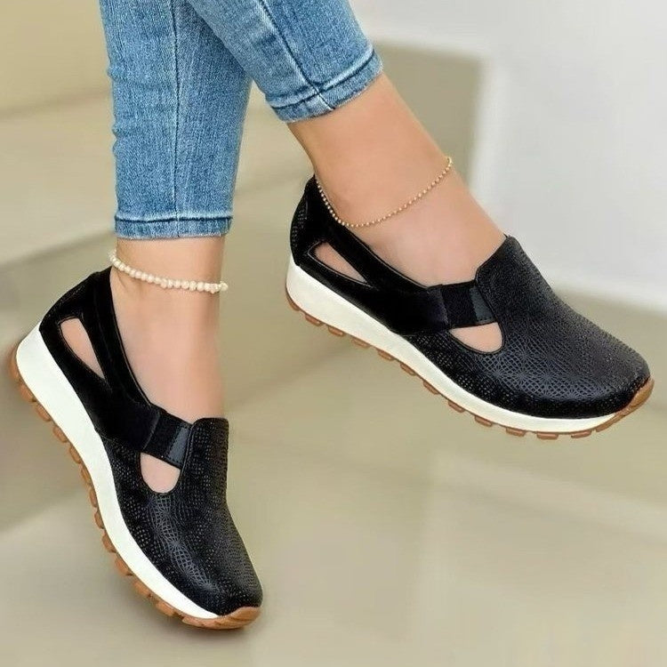 Women's Plus-Size Korean Chunky-Sole Slip-On Flats | Round Toe Mules | EU 36–43